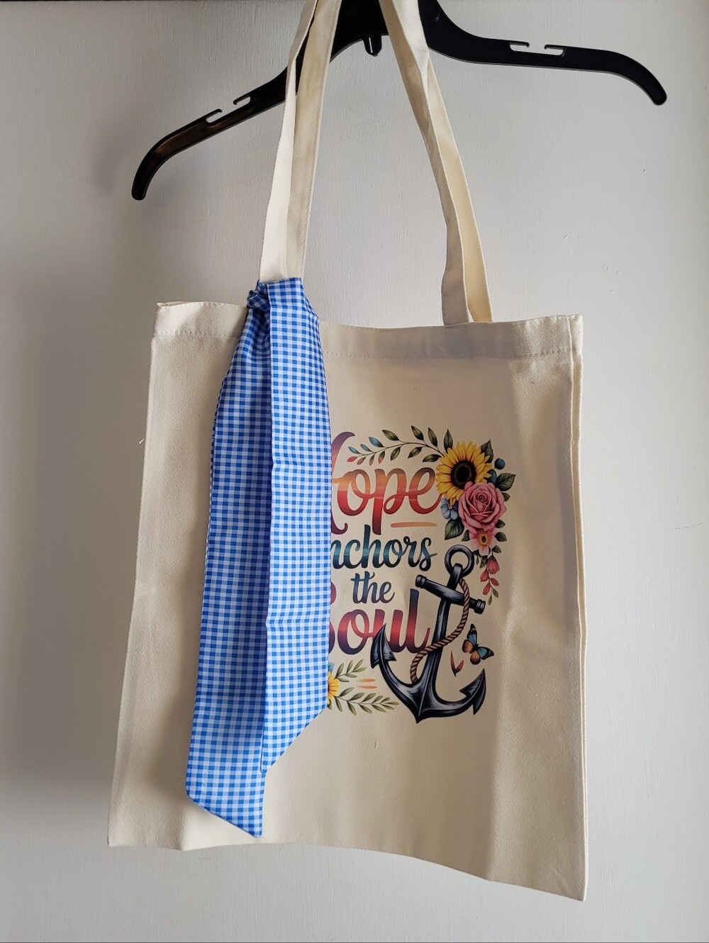 Custom 'Hope Anchors The Soul' Canvas Tote Bag With Sash